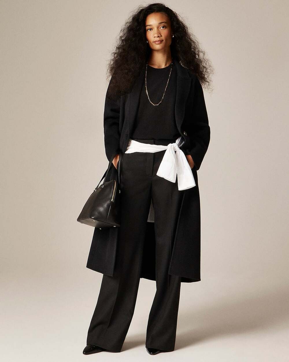 J. Crew Chiara Topcoat In Double Face Wool Long Sleeves Black Size 6 NWOT